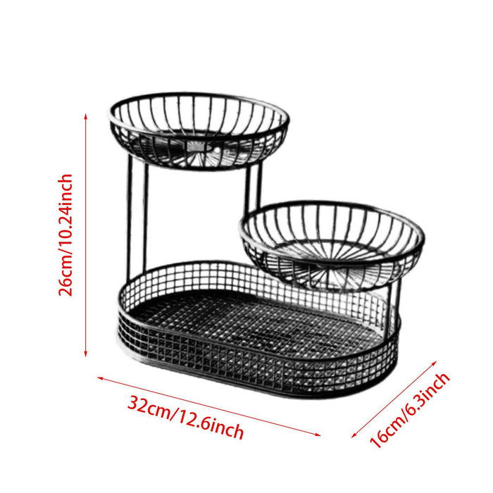 Crofta 3 Tier Fruit Basket Fruit Bowl Fruits Stand Holder for Potato Storage Veggie Black