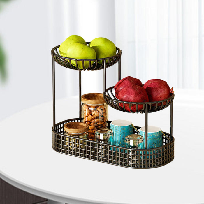 Crofta 3 Tier Fruit Basket Fruit Bowl Fruits Stand Holder for Potato Storage Veggie Black