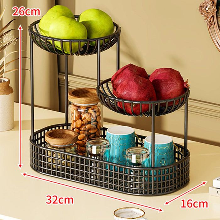 Crofta 3 Tier Fruit Basket Fruit Bowl Fruits Stand Holder for Potato Storage Veggie Black