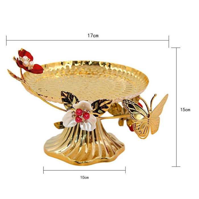 Crofta Fruit Bowl Retro Dessert Display Plate for Household Coffee Table Restaurant with Butterfly