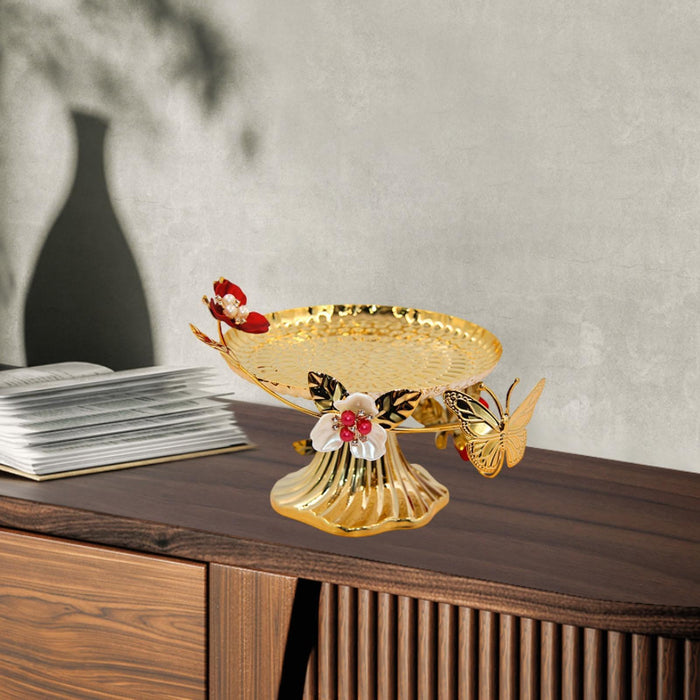 Crofta Fruit Bowl Retro Dessert Display Plate for Household Coffee Table Restaurant with Butterfly