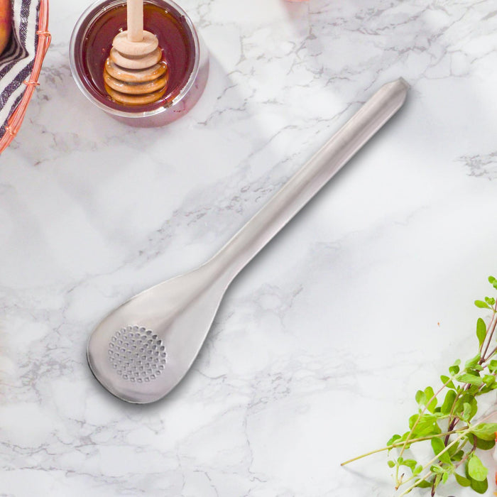 Crofta Stainless Steel Slotted Spoon Easy Clean Sturdy Serving Spoon for Restaurant