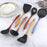 Crofta 7x Silicone Kitchen Utensils Set Stainless Steel Handle Cookware for Cooking Rose Gold