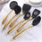 Crofta 7x Silicone Kitchen Utensils Set Stainless Steel Handle Cookware for Cooking Rose Gold