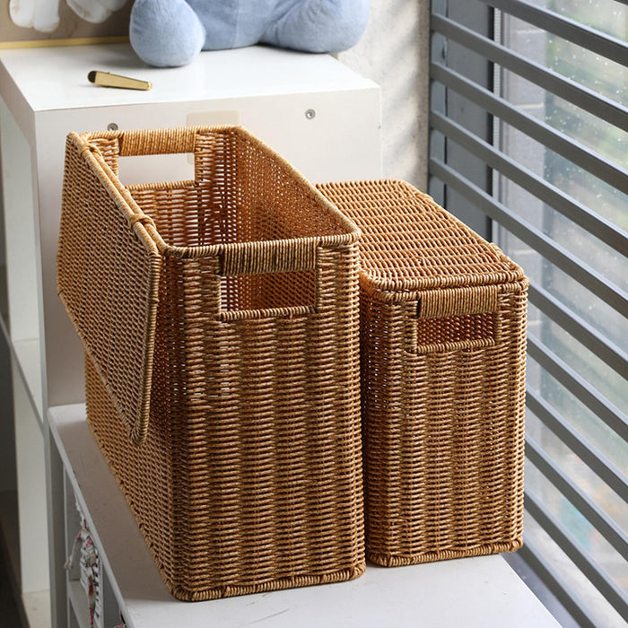 Crofta Magazine Basket Storage Bins Narrow Basket Bin for Bathroom Clothing Kitchen S