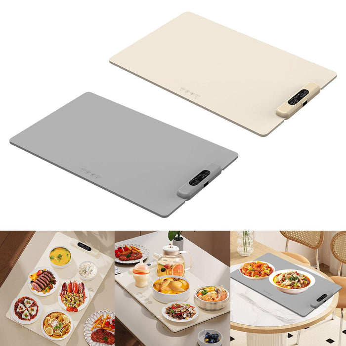 Crofta Electric Warming Tray Folding Food Warmer Plate for Catering Dinners Buffets cream white