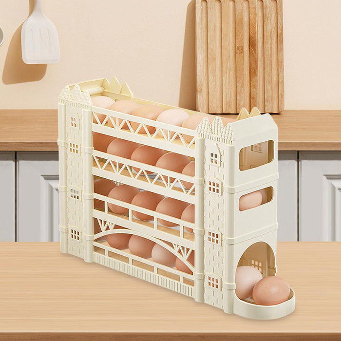 Crofta Egg Holder for Fridge Rolling Eggs Dispenser for Refrigerator Pantry Counter Beige