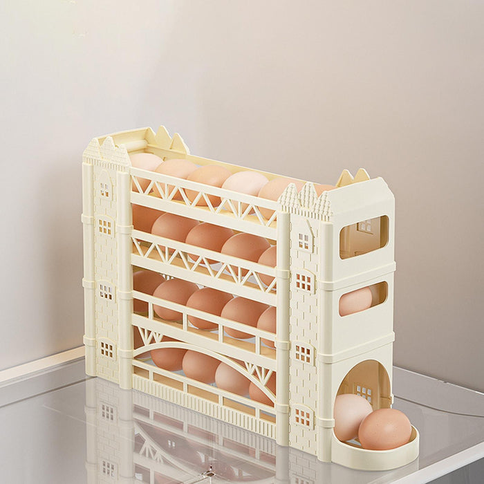 Crofta Egg Holder for Fridge Rolling Eggs Dispenser for Refrigerator Pantry Counter Beige