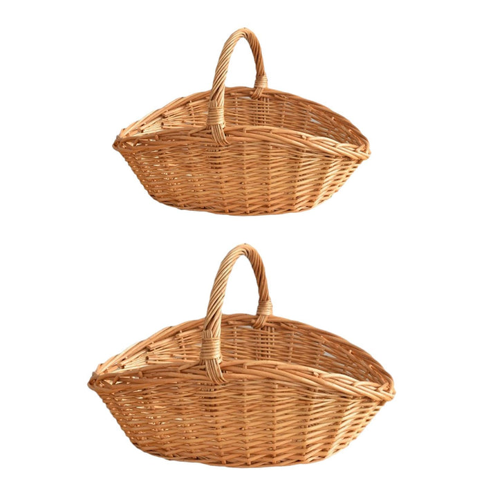 Crofta Woven Picnic Basket Containers Easter Candy Basket Hand Woven Made Storage Basket S