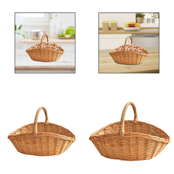 Crofta Woven Picnic Basket Containers Easter Candy Basket Hand Woven Made Storage Basket S