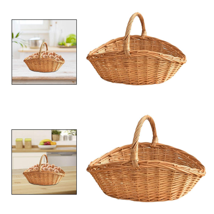 Crofta Woven Picnic Basket Containers Easter Candy Basket Hand Woven Made Storage Basket S