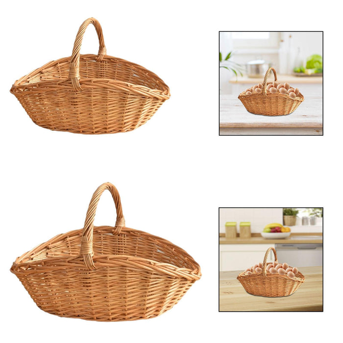 Crofta Woven Picnic Basket Containers Easter Candy Basket Hand Woven Made Storage Basket S