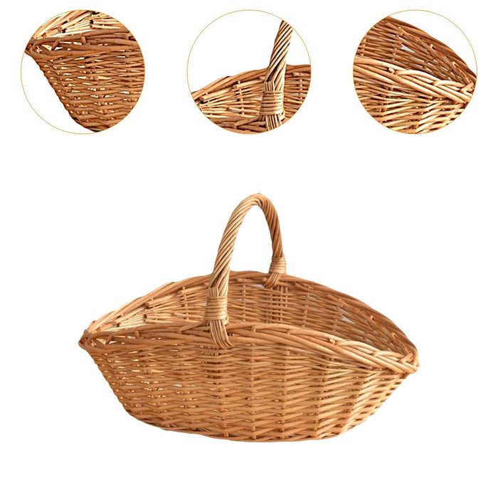 Crofta Woven Picnic Basket Containers Easter Candy Basket Hand Woven Made Storage Basket S