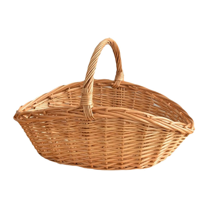 Crofta Woven Picnic Basket Containers Easter Candy Basket Hand Woven Made Storage Basket L