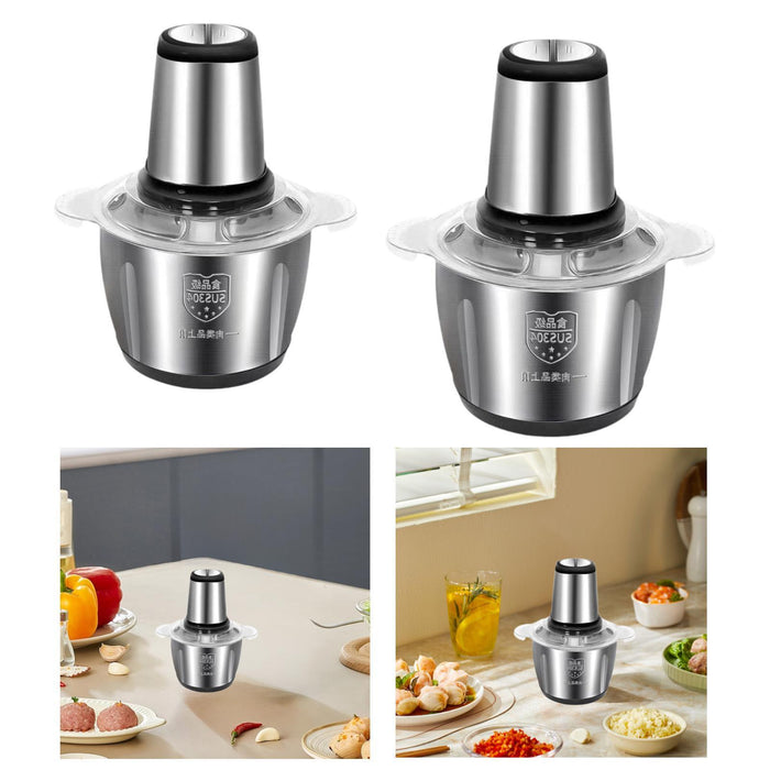 Crofta Veggie Chopper Stainless Steel Bowl Garlic Blender for Baby Food Fish Garlic 2L