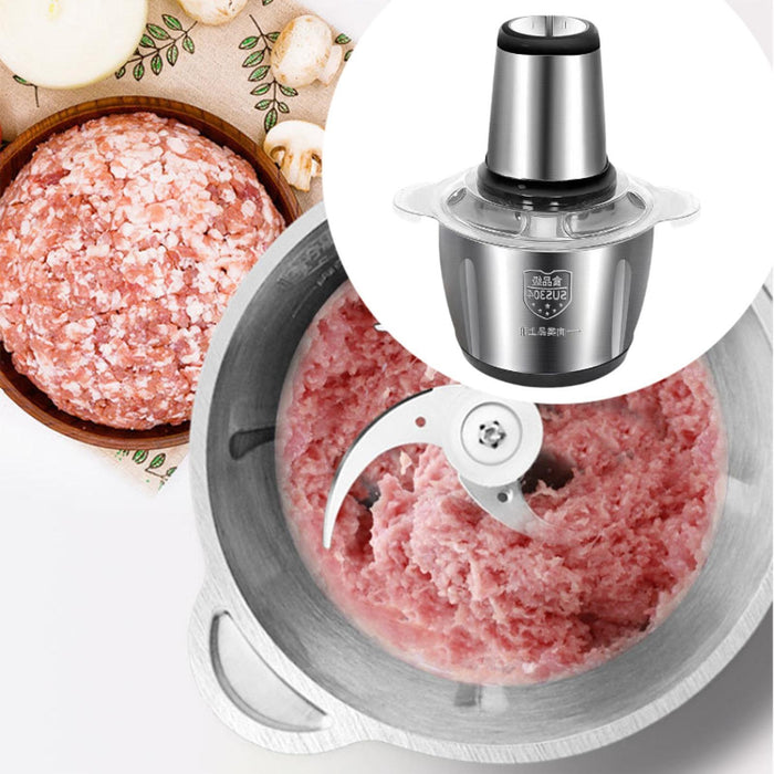 Crofta Veggie Chopper Stainless Steel Bowl Garlic Blender for Baby Food Fish Garlic 2L