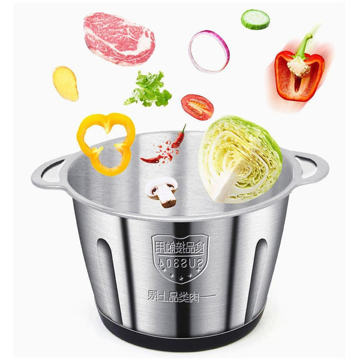 Crofta Veggie Chopper Stainless Steel Bowl Garlic Blender for Baby Food Fish Garlic 2L