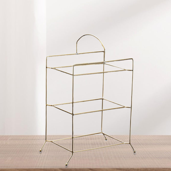 Crofta Kitchen Storage Shelf Freestanding Stainless Steel Kitchen Counter Rack Gold 3 Tier 27.5x17x32cm