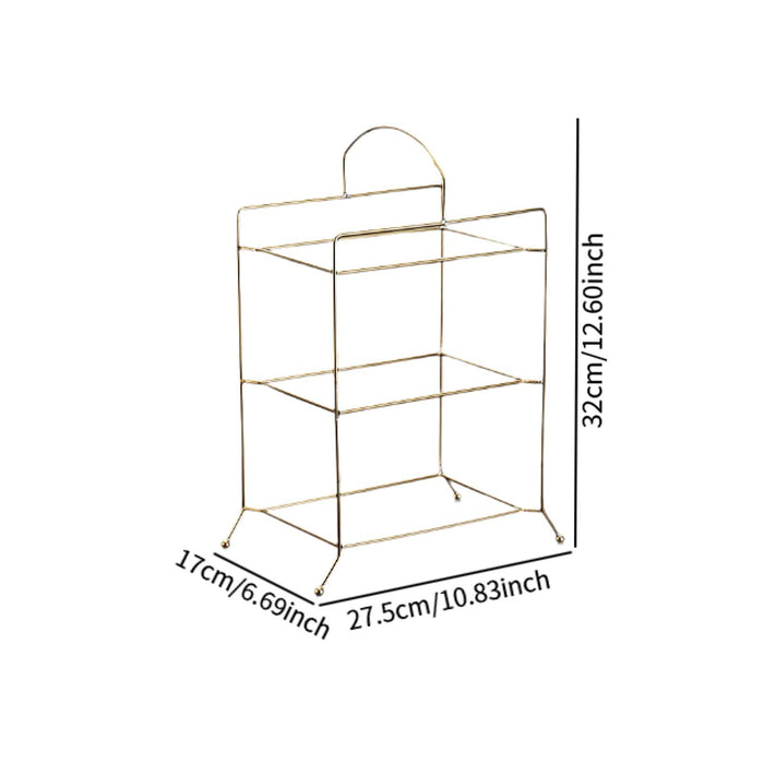 Crofta Kitchen Storage Shelf Freestanding Stainless Steel Kitchen Counter Rack Gold 3 Tier 27.5x17x32cm