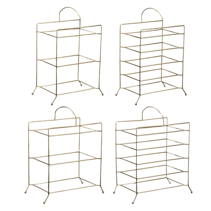 Crofta Kitchen Storage Shelf Freestanding Stainless Steel Kitchen Counter Rack Gold 3 Tier 27.5x17x32cm