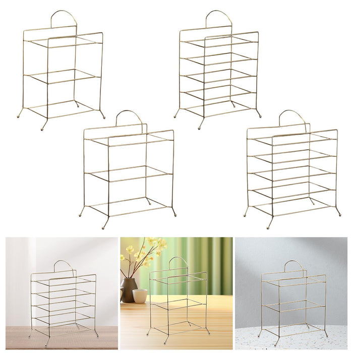 Crofta Kitchen Storage Shelf Freestanding Stainless Steel Kitchen Counter Rack Gold 3 Tier 27.5x17x32cm