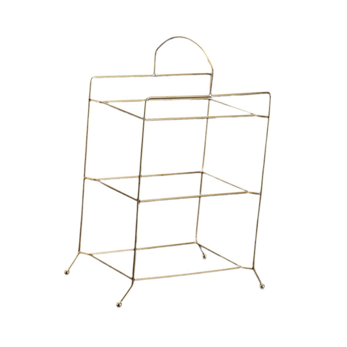 Crofta Kitchen Storage Shelf Freestanding Stainless Steel Kitchen Counter Rack Gold 3 Tier 27.5x17x32cm