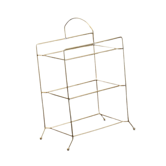 Crofta Kitchen Storage Shelf Freestanding Stainless Steel Kitchen Counter Rack Gold 3 Tier 27.5x17x32cm