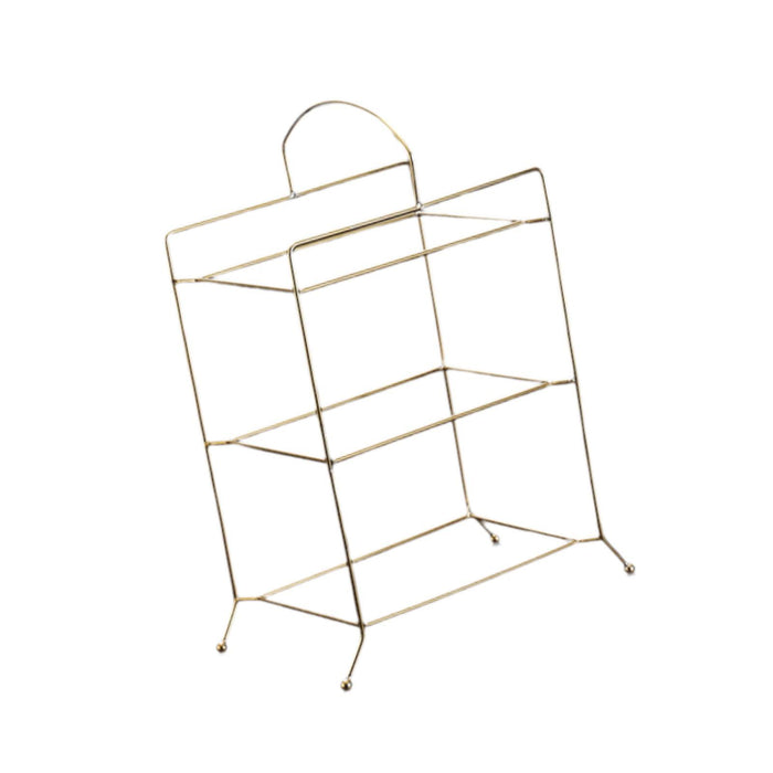 Crofta Kitchen Storage Shelf Freestanding Stainless Steel Kitchen Counter Rack Gold 3 Tier 27.5x17x32cm