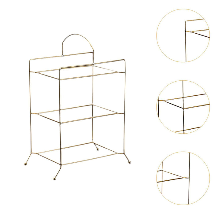 Crofta Kitchen Storage Shelf Freestanding Stainless Steel Kitchen Counter Rack Gold 3 Tier 27.5x17x32cm