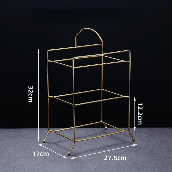 Crofta Kitchen Storage Shelf Freestanding Stainless Steel Kitchen Counter Rack Gold 3 Tier 27.5x17x32cm