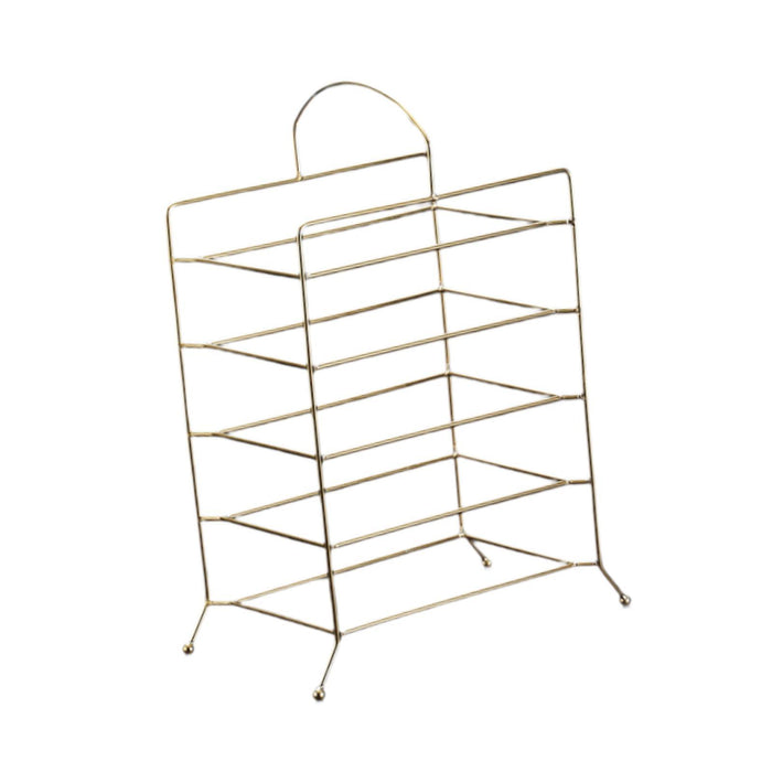 Crofta Kitchen Storage Shelf Freestanding Stainless Steel Kitchen Counter Rack Gold 5 Tier 27.5x17x32cm