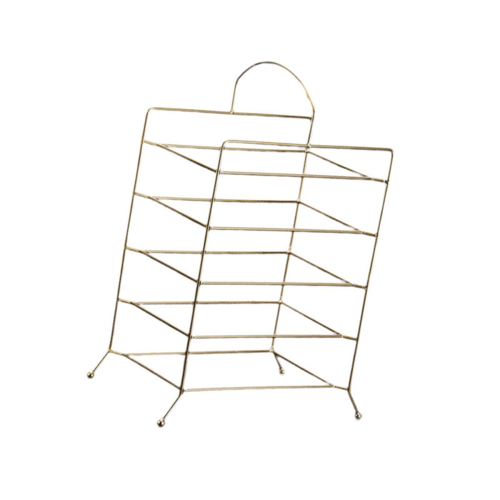 Crofta Kitchen Storage Shelf Freestanding Stainless Steel Kitchen Counter Rack Gold 5 Tier 27.5x17x32cm