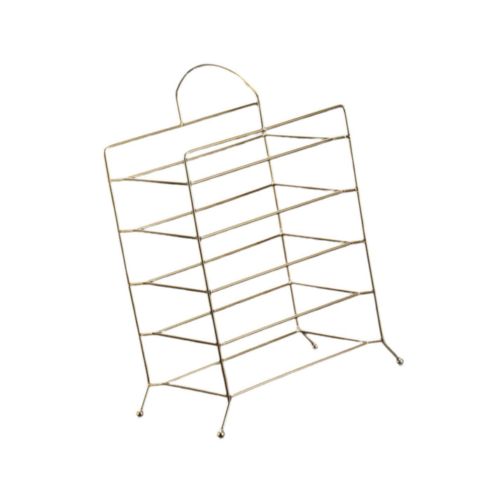 Crofta Kitchen Storage Shelf Freestanding Stainless Steel Kitchen Counter Rack Gold 5 Tier 27.5x17x32cm