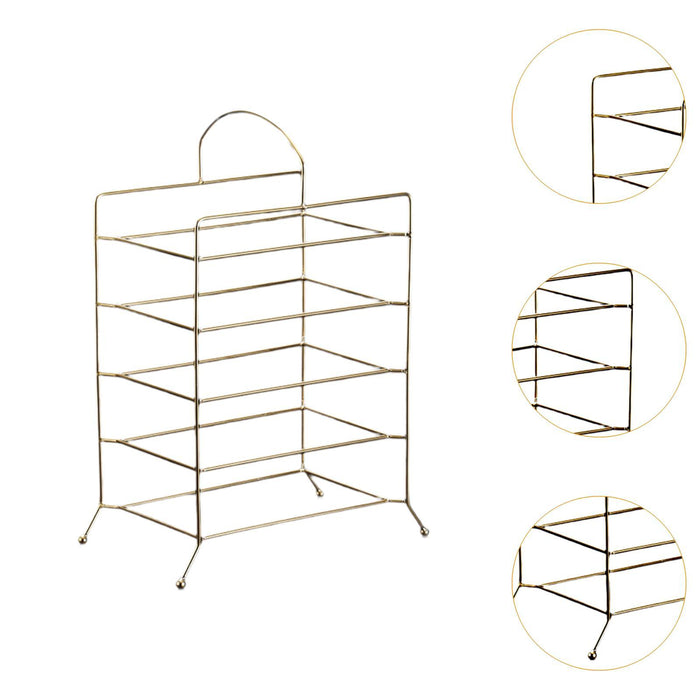 Crofta Kitchen Storage Shelf Freestanding Stainless Steel Kitchen Counter Rack Gold 5 Tier 27.5x17x32cm