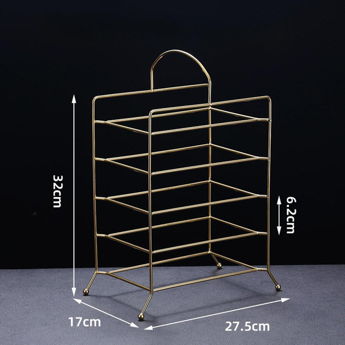 Crofta Kitchen Storage Shelf Freestanding Stainless Steel Kitchen Counter Rack Gold 5 Tier 27.5x17x32cm