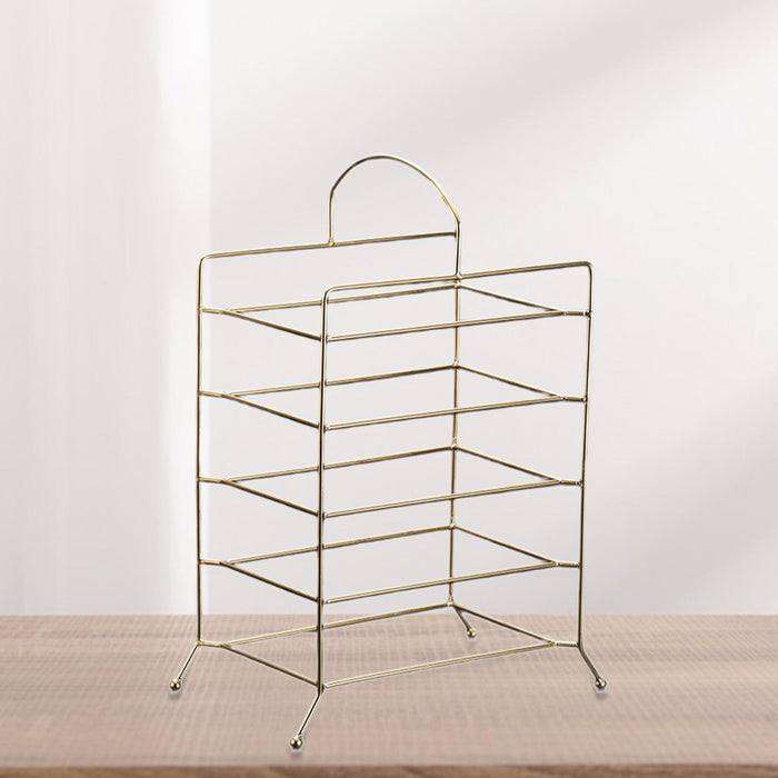 Crofta Kitchen Storage Shelf Freestanding Stainless Steel Kitchen Counter Rack Gold 5 Tier 27.5x17x32cm