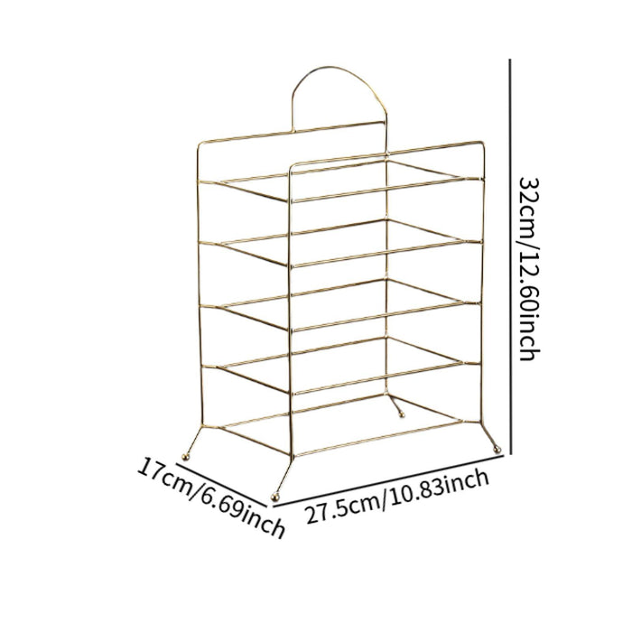 Crofta Kitchen Storage Shelf Freestanding Stainless Steel Kitchen Counter Rack Gold 5 Tier 27.5x17x32cm