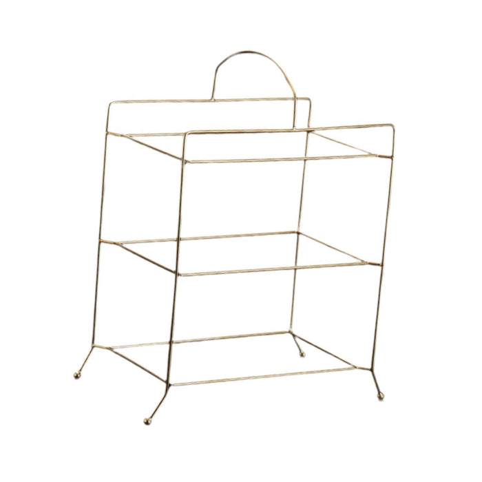 Crofta Kitchen Storage Shelf Freestanding Stainless Steel Kitchen Counter Rack Gold 3 Tier 31x18x32cm