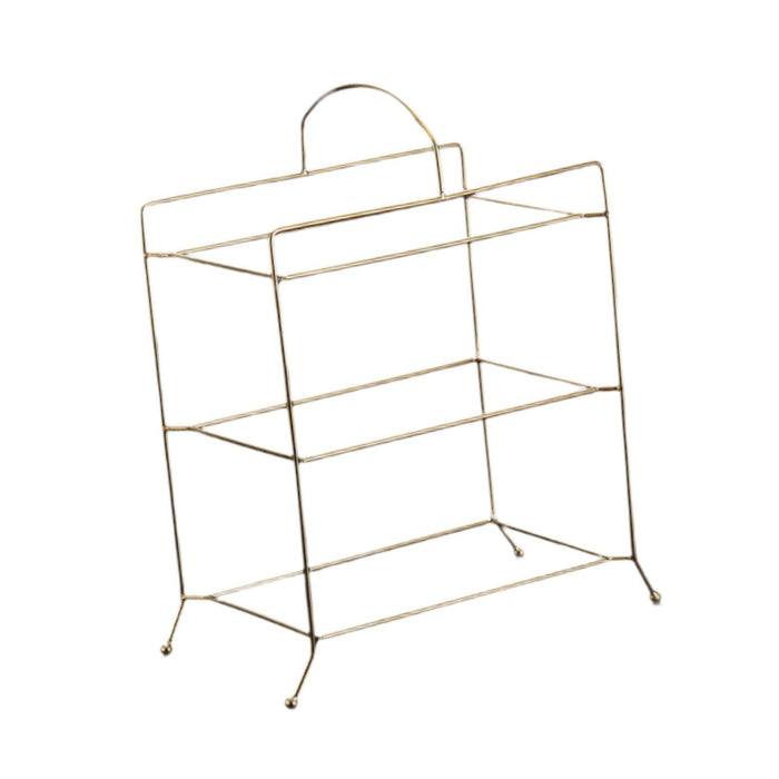 Crofta Kitchen Storage Shelf Freestanding Stainless Steel Kitchen Counter Rack Gold 3 Tier 31x18x32cm