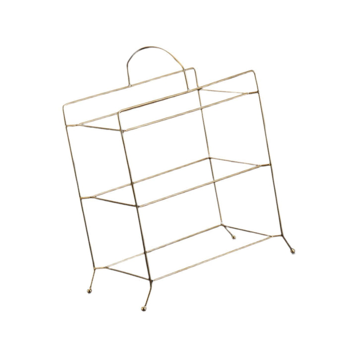 Crofta Kitchen Storage Shelf Freestanding Stainless Steel Kitchen Counter Rack Gold 3 Tier 31x18x32cm