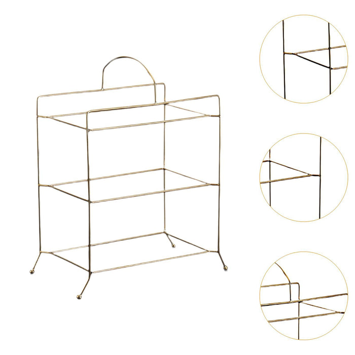 Crofta Kitchen Storage Shelf Freestanding Stainless Steel Kitchen Counter Rack Gold 3 Tier 31x18x32cm