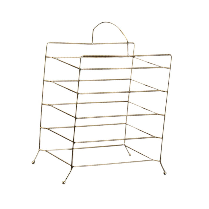 Crofta Kitchen Storage Shelf Freestanding Stainless Steel Kitchen Counter Rack Gold 5 Tier 31x18x32cm