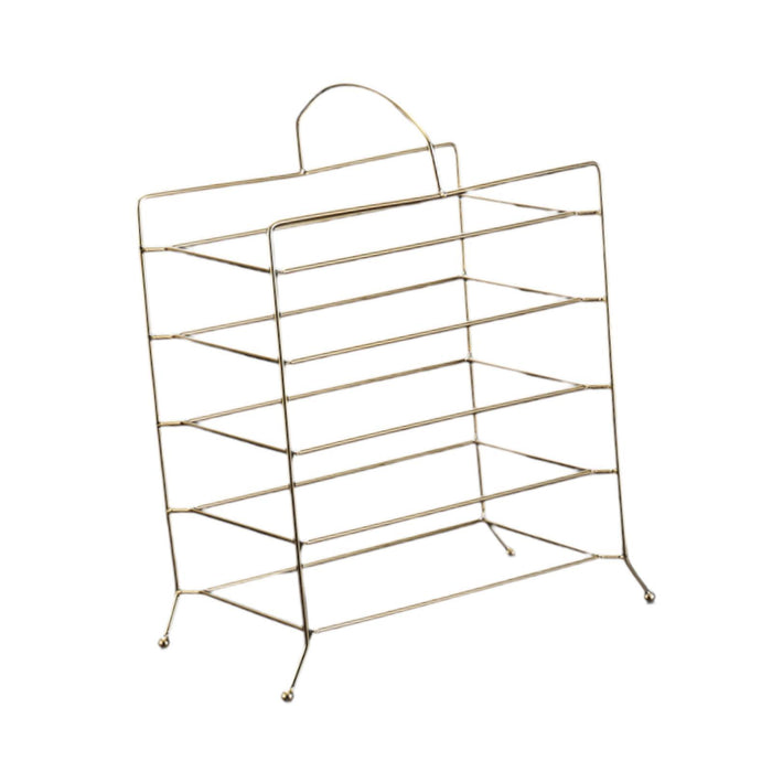 Crofta Kitchen Storage Shelf Freestanding Stainless Steel Kitchen Counter Rack Gold 5 Tier 31x18x32cm