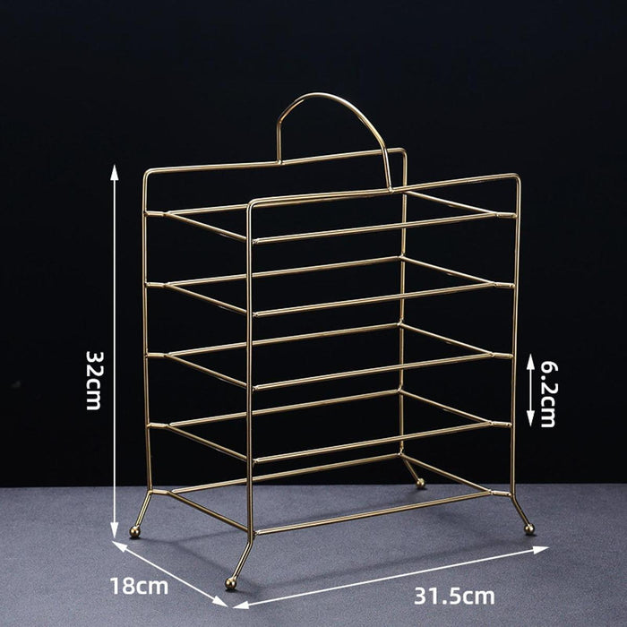 Crofta Kitchen Storage Shelf Freestanding Stainless Steel Kitchen Counter Rack Gold 5 Tier 31x18x32cm