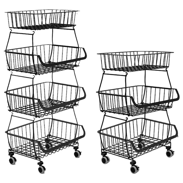 Crofta Fruit Basket for Kitchen with Wheel Multi Tier Storage Container for Pantry 3 layers