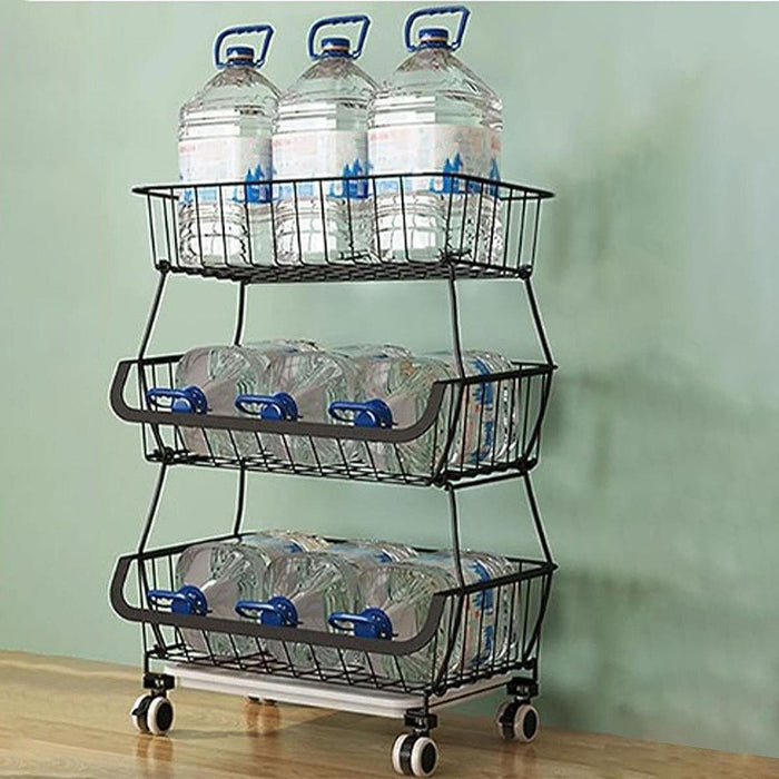 Crofta Fruit Basket for Kitchen with Wheel Multi Tier Storage Container for Pantry 3 layers