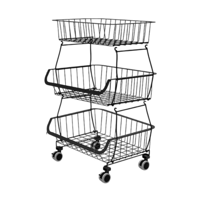 Crofta Fruit Basket for Kitchen with Wheel Multi Tier Storage Container for Pantry 3 layers