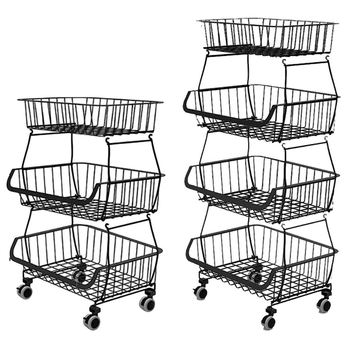 Crofta Fruit Basket for Kitchen with Wheel Multi Tier Storage Container for Pantry 3 layers