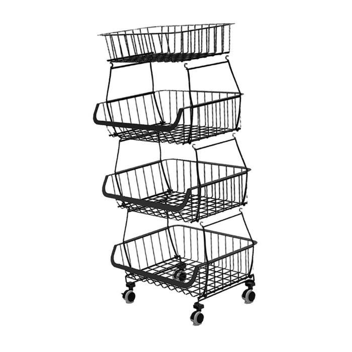 Crofta Fruit Basket for Kitchen with Wheel Multi Tier Storage Container for Pantry 4 layers