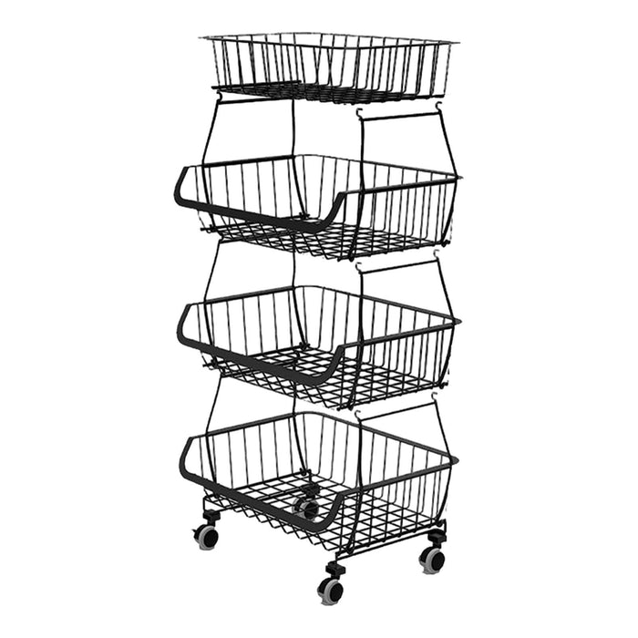 Crofta Fruit Basket for Kitchen with Wheel Multi Tier Storage Container for Pantry 4 layers